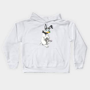 Bobtail BunnyCat: White (Black) Kids Hoodie